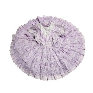 Emma's Rainbow of California Circle Dress Lilac with Lace Ribbon Girls Size 4